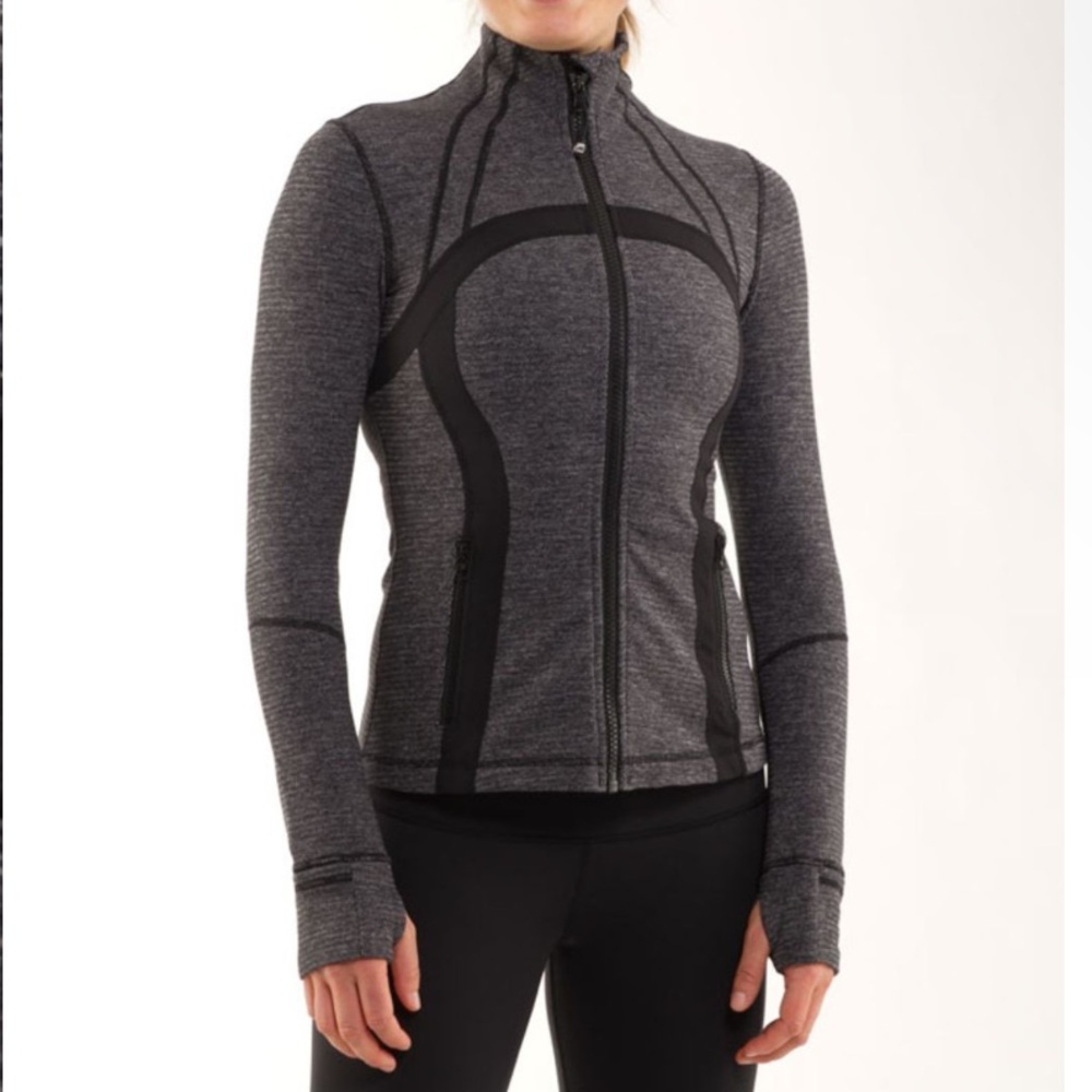 Lululemon define jacket soft mini check zip up - black heathered coal - 6
